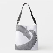 Grijze hartdraak op wit crossbody tas (Achterkant)