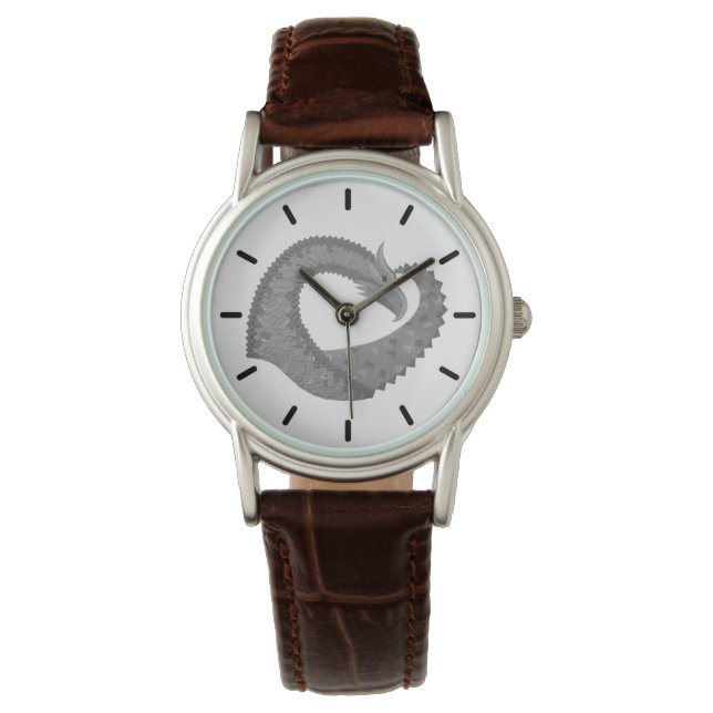 Grijze hartdraak op wit horloge (Voorkant)