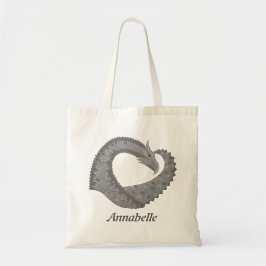 Grijze hartdraak op wit tote bag (Voorkant)