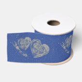 Grijze harten, blauwe jeans achtergrond, lint (Spoel)