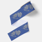 Grijze harten, blauwe jeans achtergrond, lint (Achterkant)
