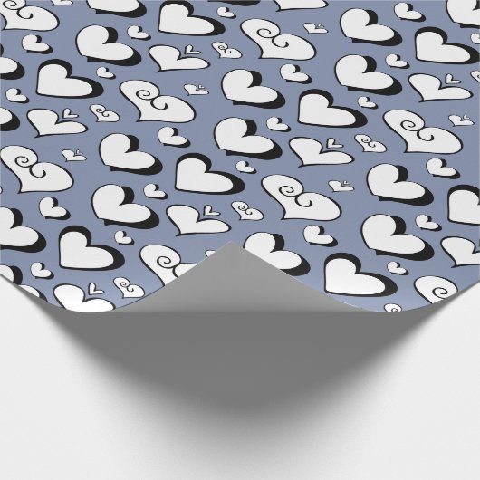 Grijze harten inpakpapier (Hoek)