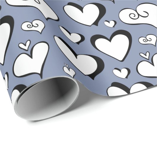 Grijze harten inpakpapier (Rol Hoek)