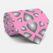 Grijze harten Mosaic Pattern Pink and Grey Wedding Stropdas (Opgerold)