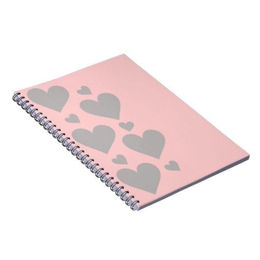 Grijze harten op een roze notitieboek (Rechterzijde)