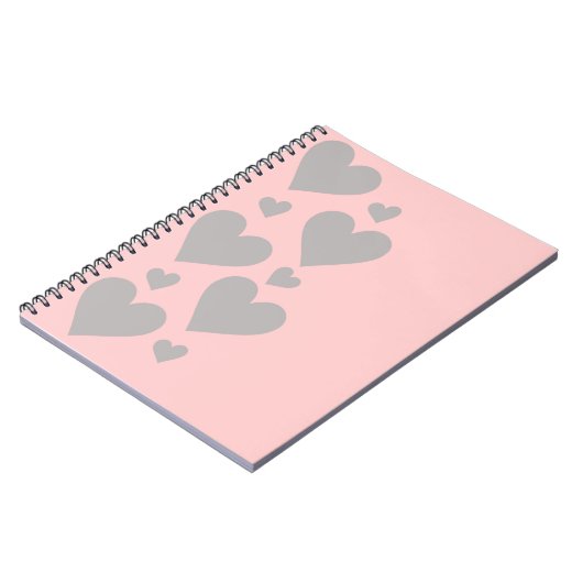 Grijze harten op een roze notitieboek (Linkerzijde)
