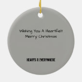 Grijze hartsteen op strandversiering gepersonalise keramisch ornament (Achterkant)