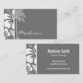 Grijze Hawaiiaanse tropische hibiscus; zomerpalm Visitekaartje (Voorkant / Achterkant)