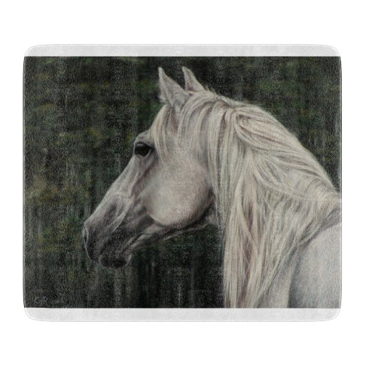 Grijze hengst op afstand snijplank (Voorkant)