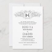 Grijze heraldische krest met initialen bruiloft kaart (Voorkant)