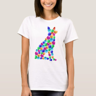Grijze herdershond Waterverf stippenkunst T-shirt