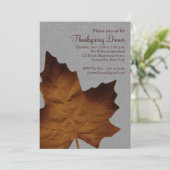 Grijze Herfst Esdoornblad Thanksgiving-diner Kaart (Staand voorkant)