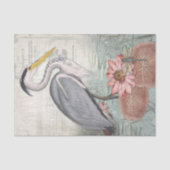 Grijze Heron Water Lily Pond  Decoupage Art Tissuepapier (Voorkant)