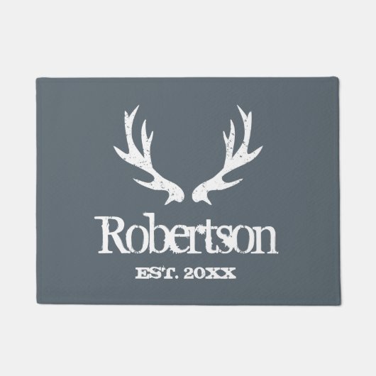 grijze hertenklepmat met aangepaste naam deurmat (Voorkant)