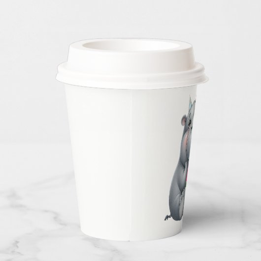 Grijze Hippo Watermeloen Verjaardag Papieren Bekers (Rechts)