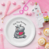 Grijze Hippo Watermeloen Verjaardag Papieren Bordje (Feest)
