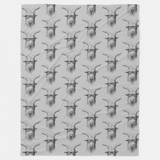 Grijze Hipster geit Fleece Deken (Voorkant)