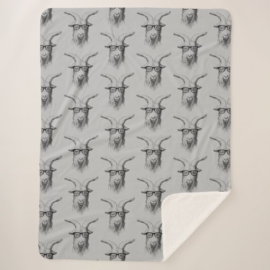 Grijze Hipster geit Sherpa Deken (Voorkant)