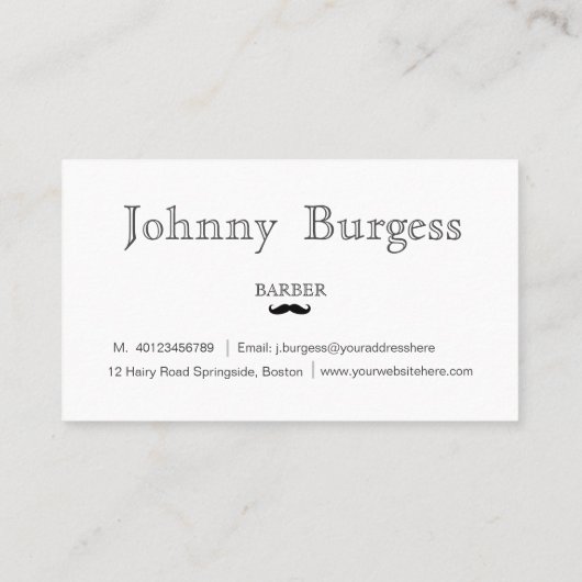 Grijze Hipster Professionele Barber staal Modern Visitekaartje (Achterkant)