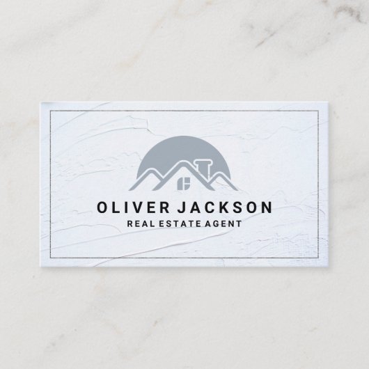 Grijze Home Rooftop Logo Visitekaartje (Voorkant)