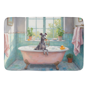 Grijze Hond Bad Tijd Elegante Badkamer Decoratie Badmat