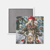 Grijze Hond Die op Motorfiets Rijdt Kerst Magneet (Voorkant / Achterkant)