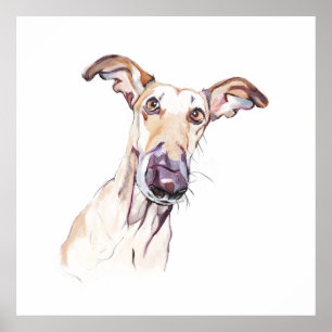 Grijze Hond Dierenmonument, Aquarel Poster