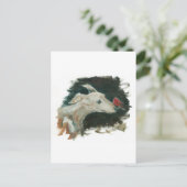 Grijze hond en vink schilderij! briefkaart (Staand voorkant)