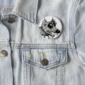 grijze hond hoofd knop. ronde button 5,7 cm (In situ)