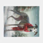 Grijze Hond in Sneeuw Kerstmis Fleece Deken (Voorkant (Horizontaal))