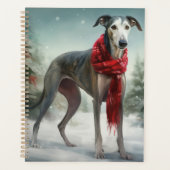 Grijze Hond in Sneeuw Kerstmis Planner (Voorkant)