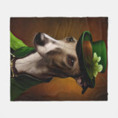 Grijze Hond in St. Patrick's Day jurk Fleece Deken (Voorkant (Horizontaal))