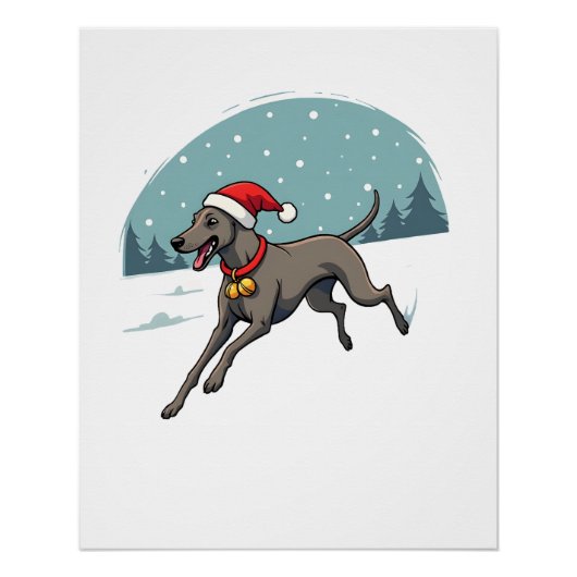 Grijze Hond Kerstsprint Perfect Poster (Voorkant)