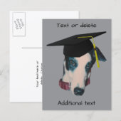 Grijze Hond Met Afstudeerhoed Grappige Hond Persoo Aankondigingskaart (Voorkant / Achterkant)