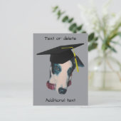 Grijze Hond Met Afstudeerhoed Grappige Hond Persoo Aankondigingskaart (Staand voorkant)