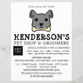 Grijze hond met bot, huisdierwinkel en brommers flyer (Voorkant)
