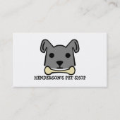 Grijze hond met bot, huisdierwinkel en brommers visitekaartje (Voorkant)