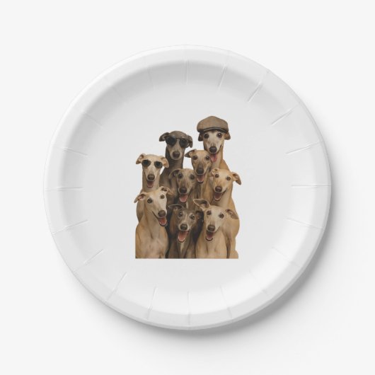 Grijze Hond Papieren Bordje (Voorkant)