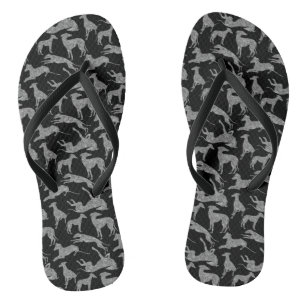 Grijze hond Silhouetten Nep glitters Zilver Teenslippers