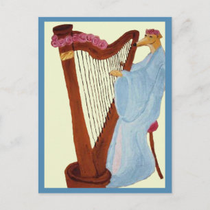 Grijze Hond Speelt op een Harp Briefkaart