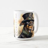 Grijze Hond StoomPunk Hond Koffiemok (Voorkant rechts)