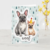 Grijze Hond Vaderdag Kunstkaart Kaart (Gele Bloem)