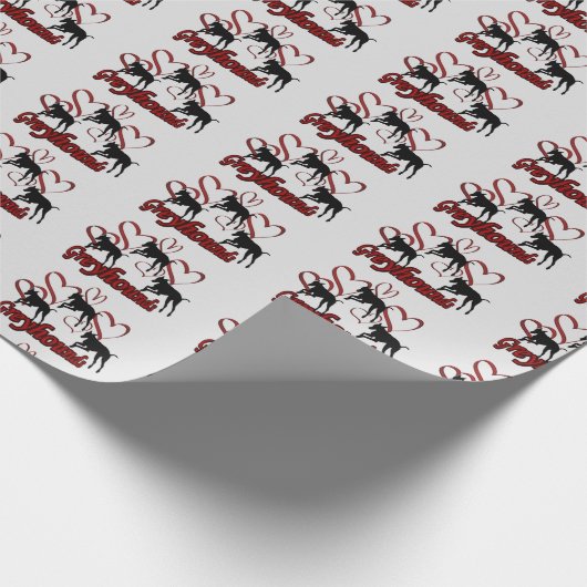 Grijze honden en rode harten    cadeaupapier (Hoek)