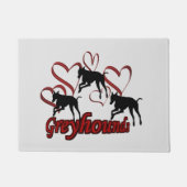 Grijze honden en rode harten deurmat (Voorkant)