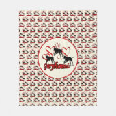 Grijze honden en rode harten fleece deken (Voorkant)