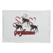 Grijze honden en rode harten kussensloop (Achterkant)