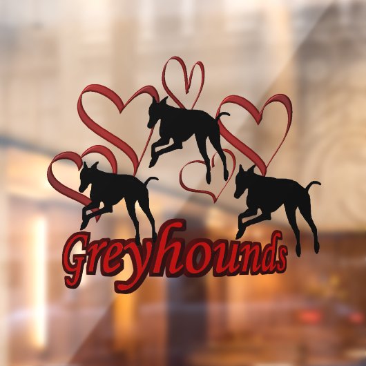 Grijze honden en rode harten raamsticker (Vel 2)