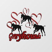 Grijze honden en rode harten raamsticker (Vel)