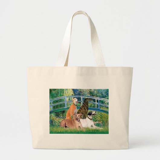 Grijze Honden (vier) - Brug Grote Tote Bag (Voorkant)