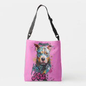 Grijze hondenkunst met heldere spetters crossbody tas (Achterkant)